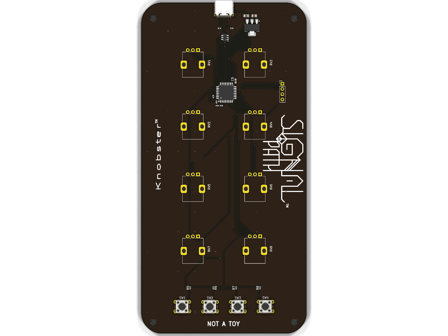 Knobster board, top-down